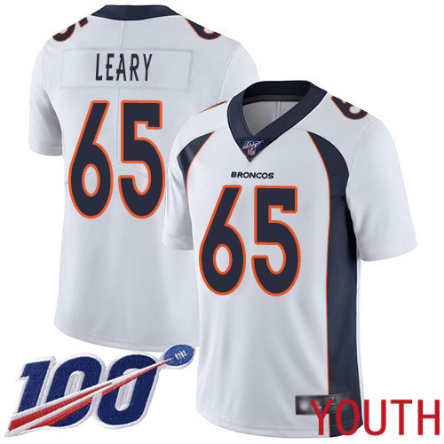 Youth Denver Broncos #65 Ronald Leary White Vapor Untouchable Limited Player 100th Season Football NFL Jersey->youth nfl jersey->Youth Jersey
